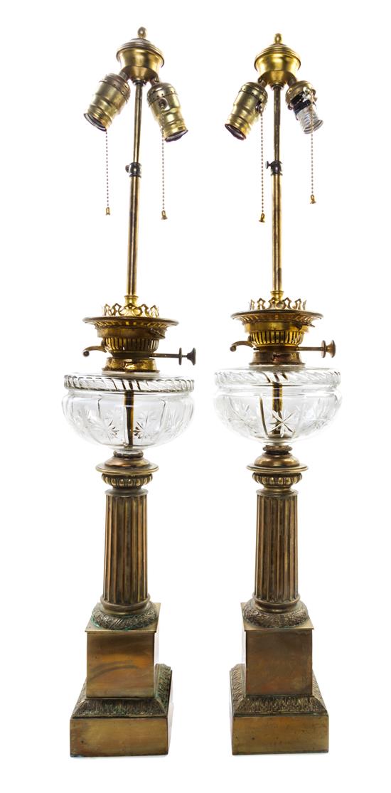 Appraisal: Sale Lot A Pair of Continental Gilt Metal Oil Lamp