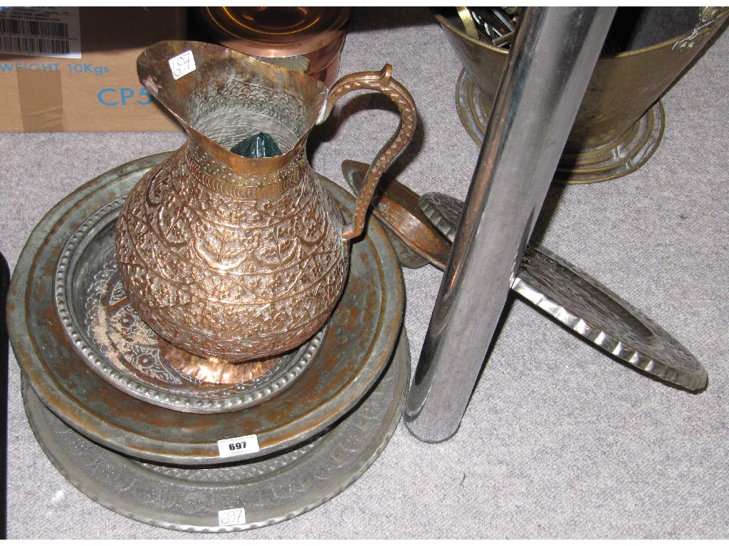 Appraisal: Lot comprising a quantity of Eastern metal chargers bowl water