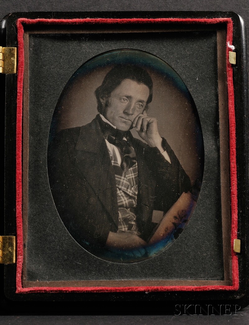 Appraisal: Quarter Plate Daguerreotype Portrait of a Seated Gentleman with Hand