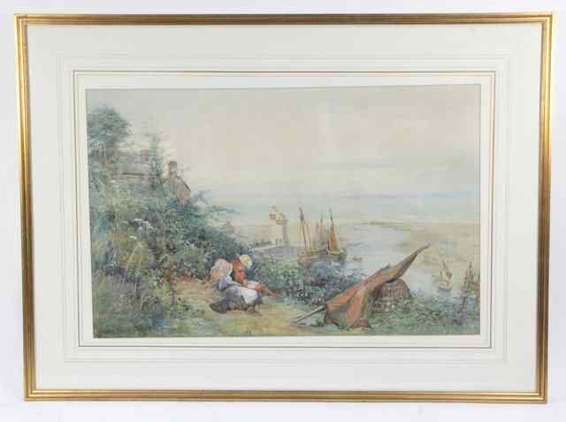 Appraisal: H Z HerrmannGirls on a Hillside near a Harboursigned and