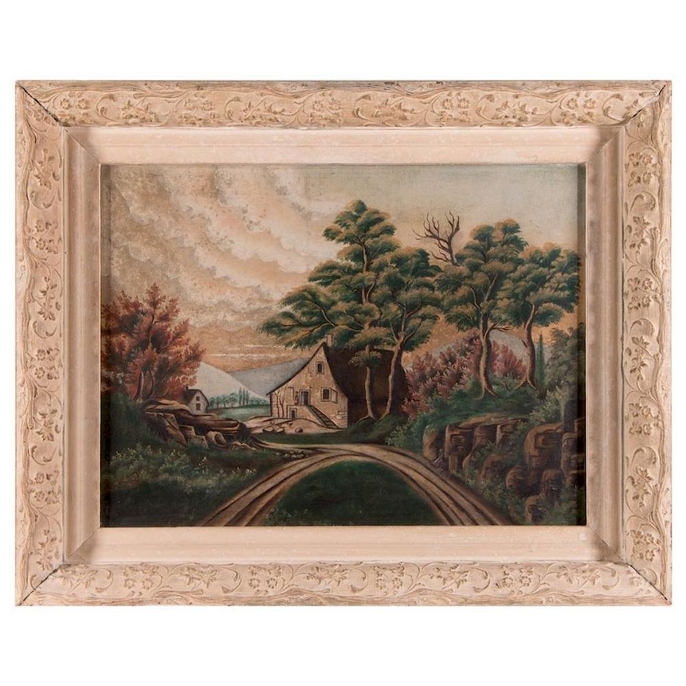 Appraisal: Early th century painting of a country scene An early