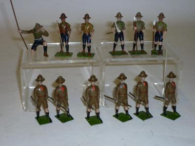 Appraisal: Six Britains metal Scout figures various green neckties and a