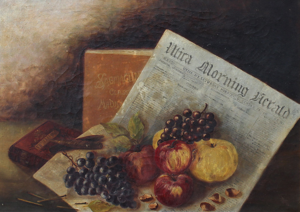 Appraisal: LATE TH C TROMP L'OEIL UTICA NY STILL LIFE PAINTING