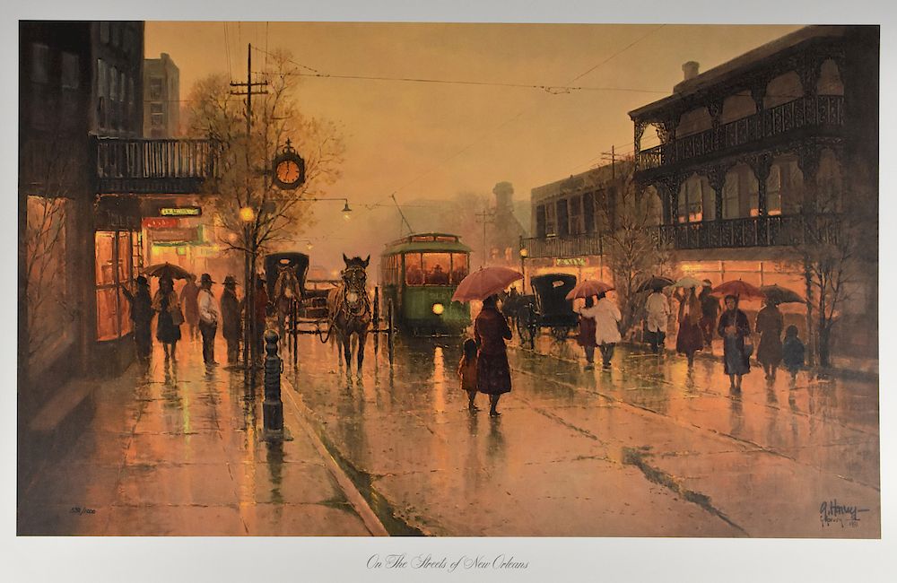 Appraisal: G Harvey On the Streets of New Orleans Lithograph Art