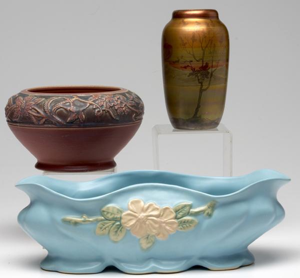 Appraisal: WELLER Three pieces including LaSa vase LaSa vase