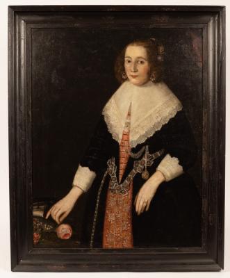 Appraisal: Dutch School early th Century Portrait of a Lady three-quarter