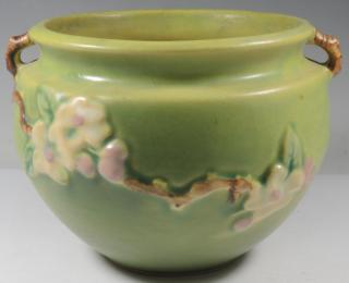 Appraisal: Roseville Apple Blossom Jardiniere In the green version the underside