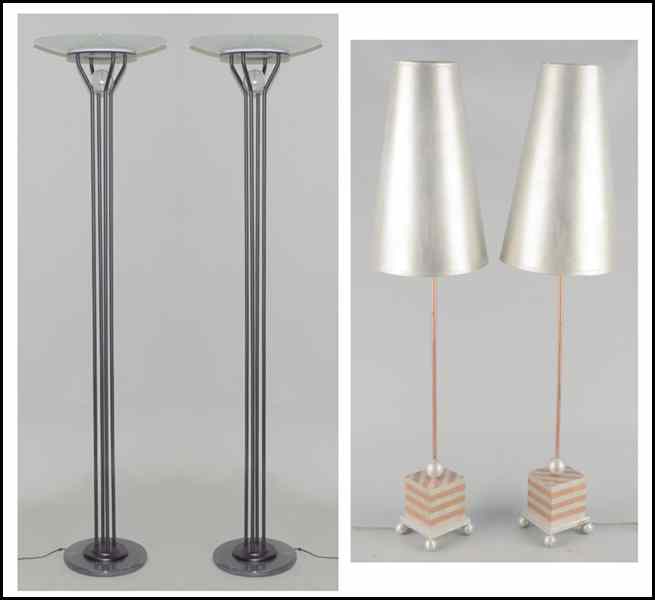 Appraisal: PAIR OF STEEL FLOOR LAMPS MOUNTED ON A MARBLE BASE