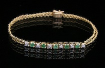 Appraisal: A Ladies' Gold Emerald and Diamond Bracelet k yellow gold