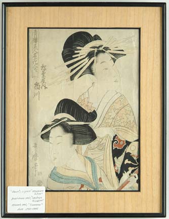 Appraisal: UTAMARO HITSU Japanese th Century TWO WOMEN Early woodblock Japanese