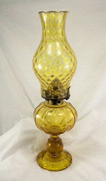 Appraisal: Fostoria Amber Coin Glass Lamp Amber coin glass patio oil