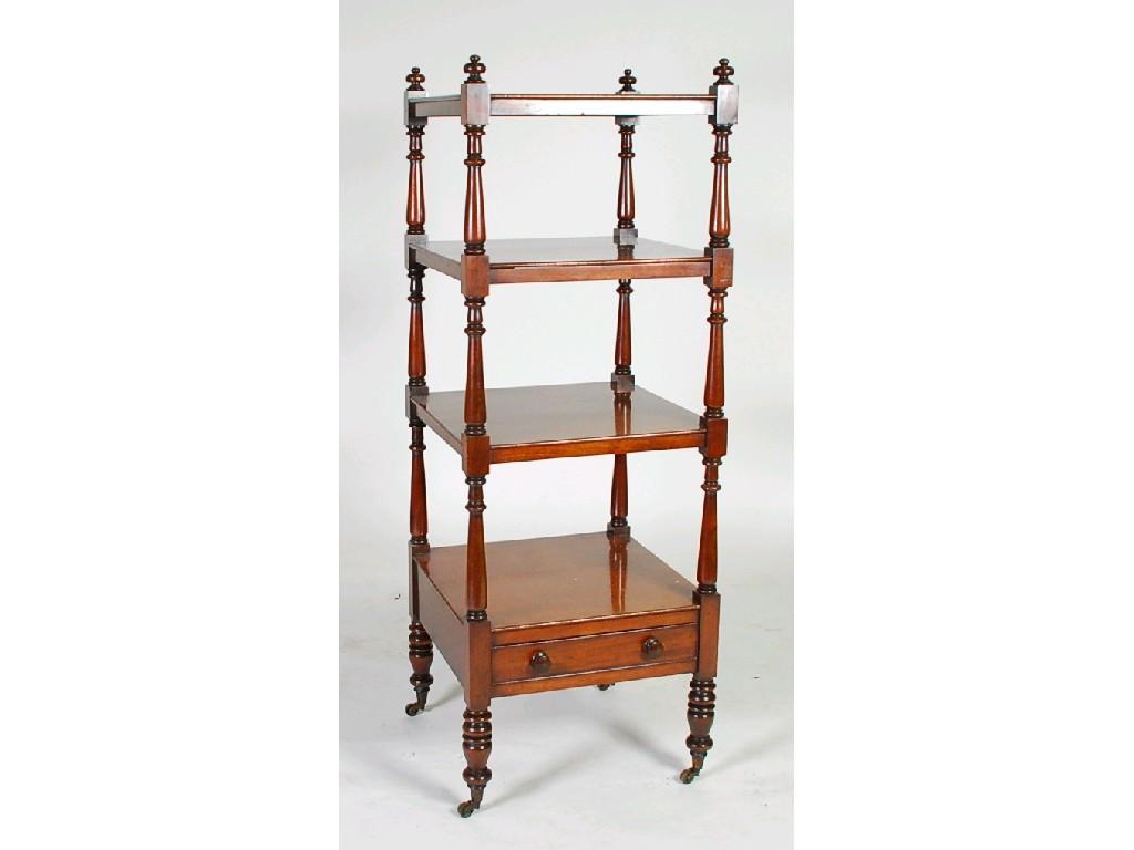 Appraisal: EARLY NINETEENTH CENTURY MAHOGANY FOUR TIER WHAT NOT square with