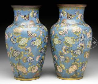 Appraisal: PAIR OF CLOISONNE VASES China th century The vases decorated