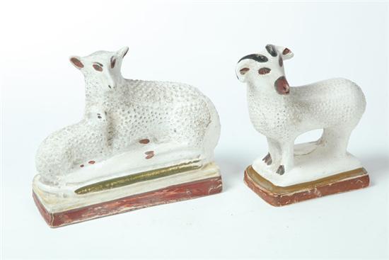 Appraisal: TWO CHALKWARE SHEEP American th century Reclining sheep and lamb