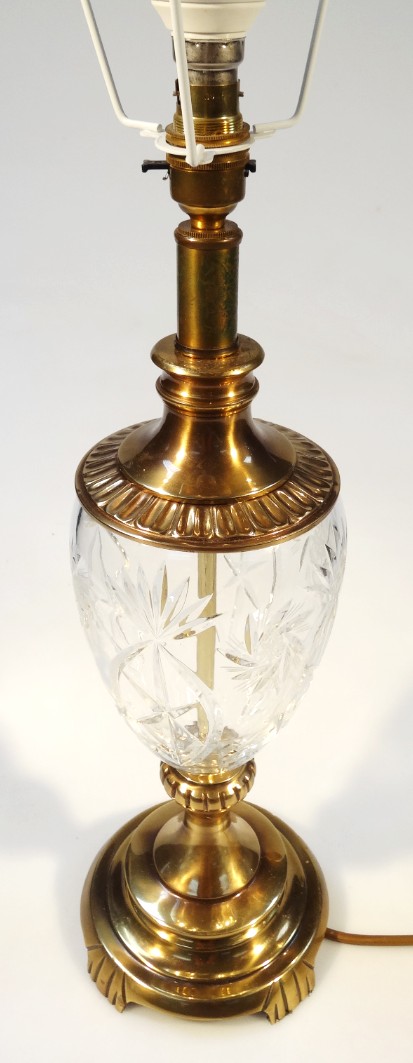 Appraisal: A thC table lamp with cylindrical stem and cut glass