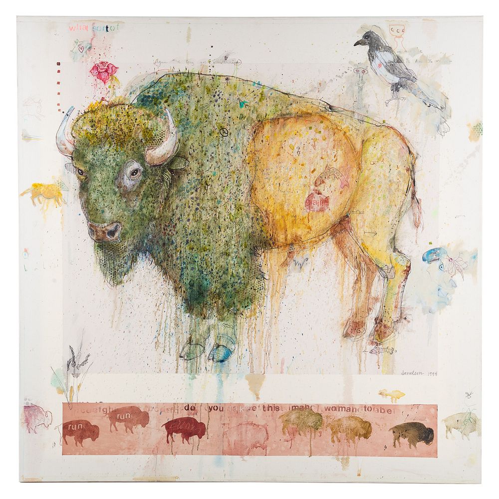 Appraisal: Deborah Donelson Buffalo II mixed media American th century Mixed