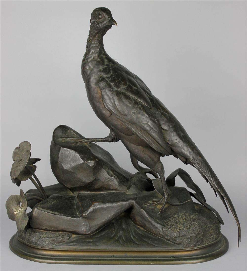 Appraisal: AFTER JULES MOIGNIEZ FRENCH - PHEASANT ON A ROCK BRONZE