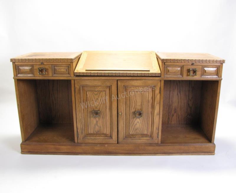 Appraisal: A Romweber Viking Oak credenza R- Cobblestone finish with adjustable