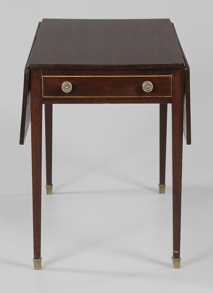 Appraisal: Hepplewhite Inlaid Mahogany Pembroke Table British th century dovetailed drawer