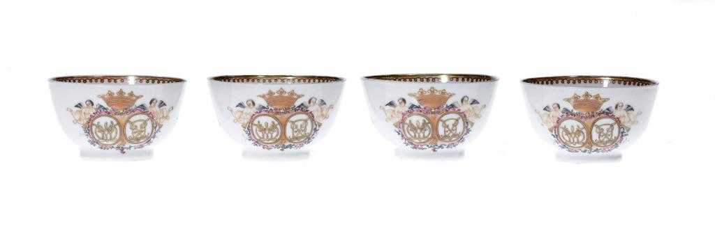 Appraisal: A SET OF FOUR CHINESE PROCELAIN TEA BOWLS enamelled and