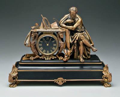 Appraisal: French neoclassical shelf clock bronze pediment with Archimedes - B