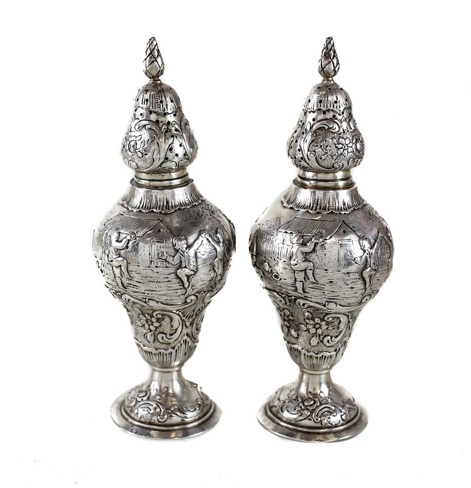 Appraisal: Scottish Provincial Silver Salt Pepper Shakers A pair of Scottish