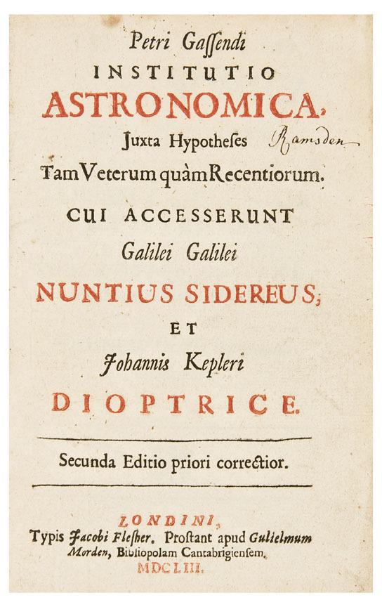 Appraisal: GASSENDI Pierre - Institutio astronomica juxta hypotheses tam veterum quam