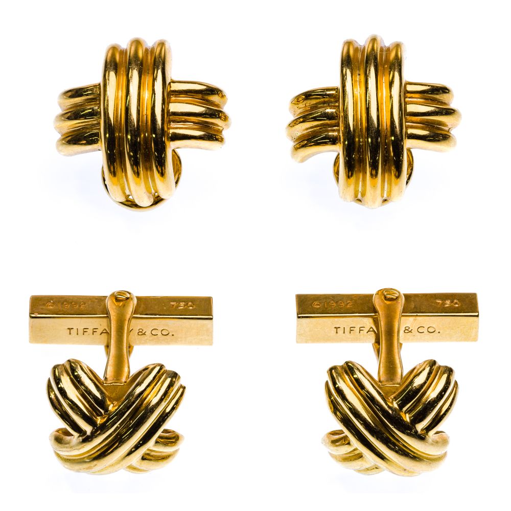 Appraisal: TIFFANY CO K YELLOW GOLD X EARRING AND CUFFLINK SETS