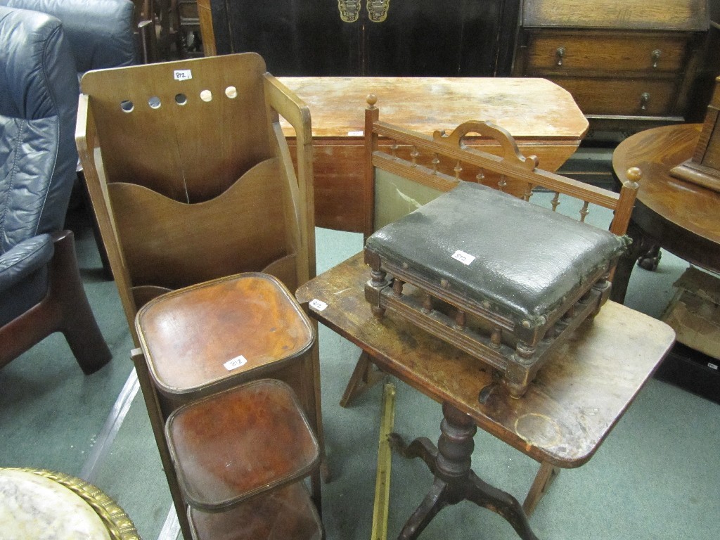 Appraisal: Victorian Pembroke table Victorian tea table footstool magazine rack and