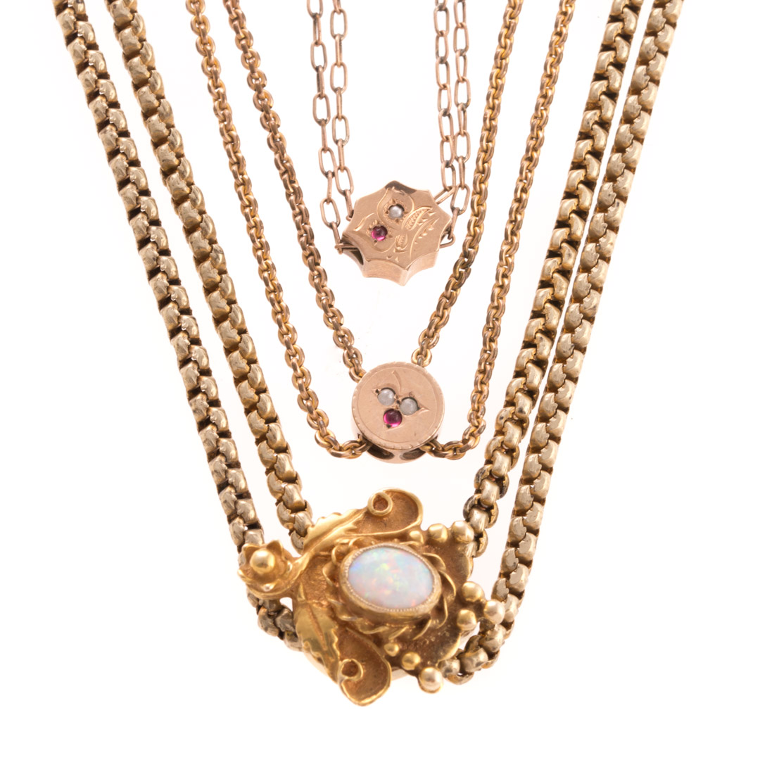 Appraisal: A Trio of Victorian Slider Necklaces Gilt Victorian slider necklace