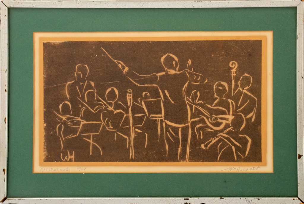 Appraisal: INITIALED W H MARLBOROUGH LITHOGRAPH Marlborough lithograph depicting the performance