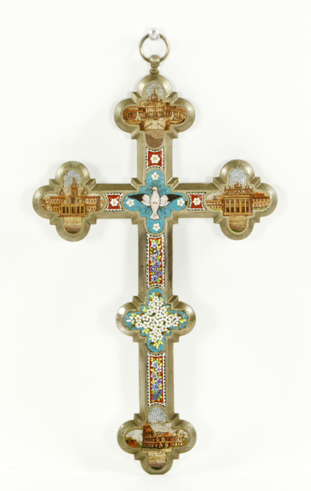 Appraisal: - Antique Italian Micro Mosaic Cross Antique Italian micro mosaic