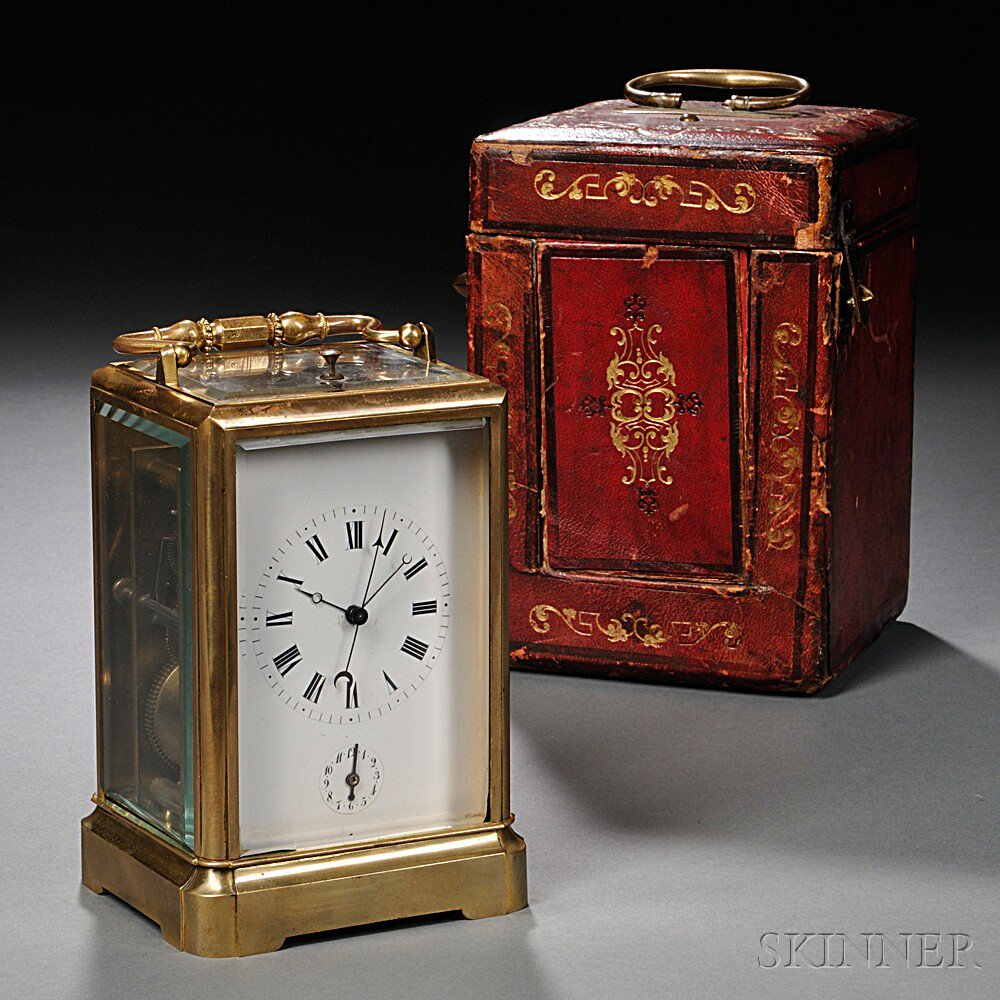 Appraisal: M S Woog Carriage Clock Paris c the brass and