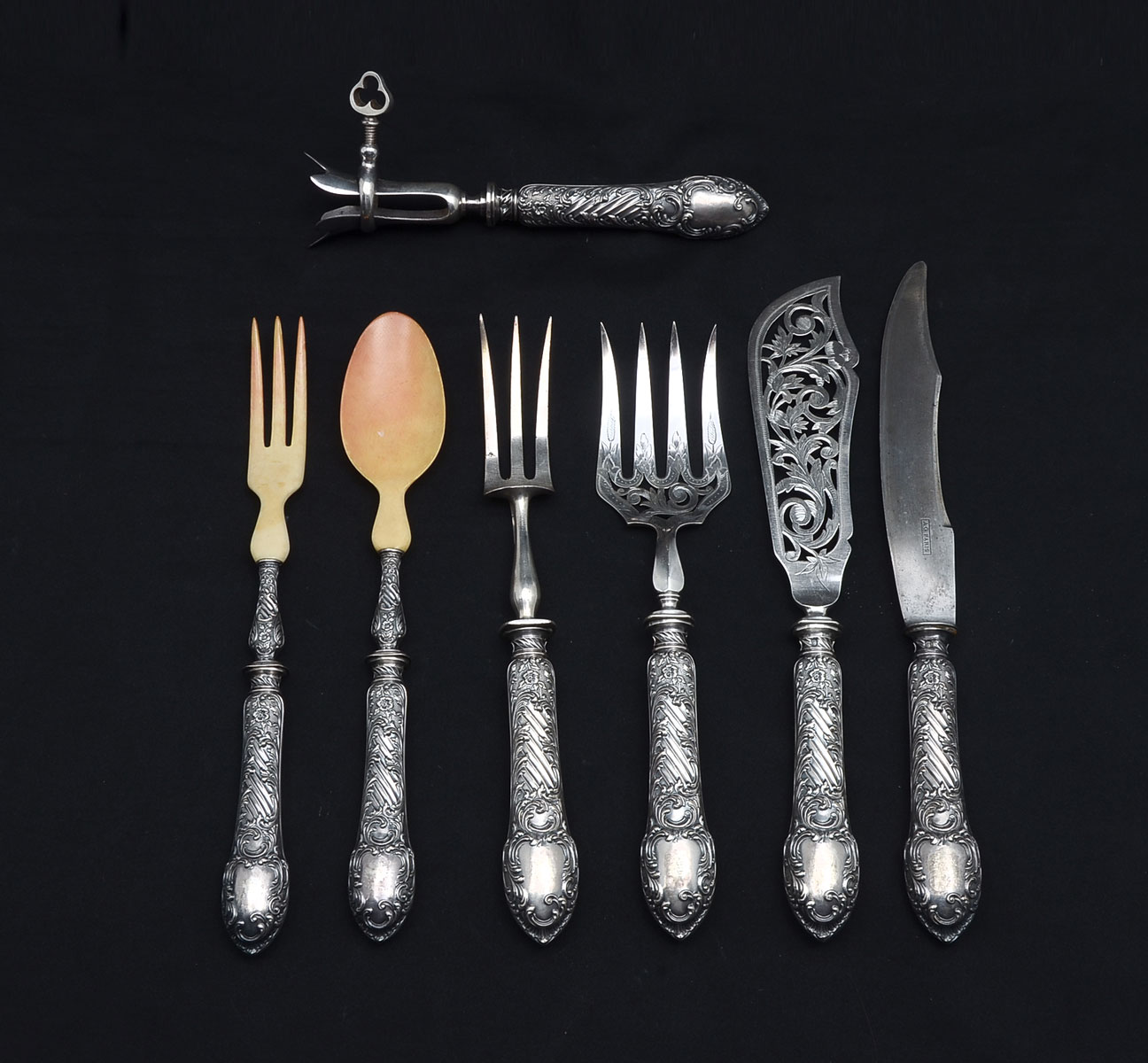 Appraisal: PC CONTINENTAL STERLING SERVING SET Comprising - Meat fork -