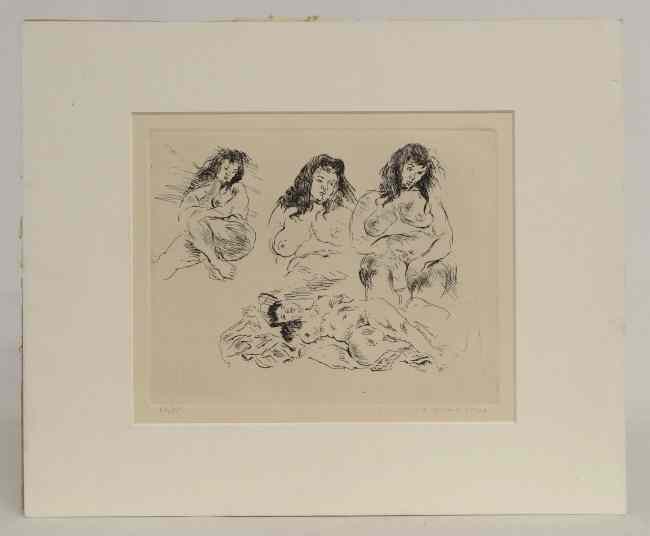 Appraisal: Raphael Soyer N Y - signed etching Unframed '' x