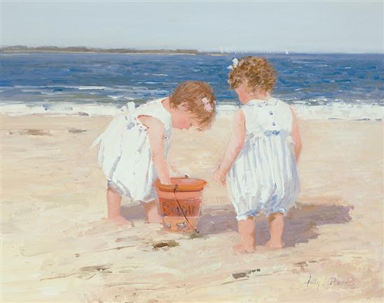 Appraisal: SALLY SWATLAND American b Toddlers at Play oil on panel