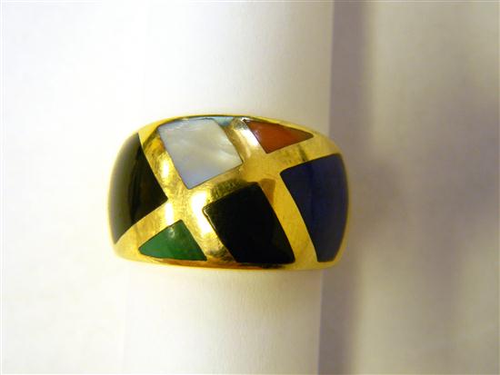 Appraisal: JEWELRY Asch Grossbardt Inlay Ring K yellow gold inlaid with