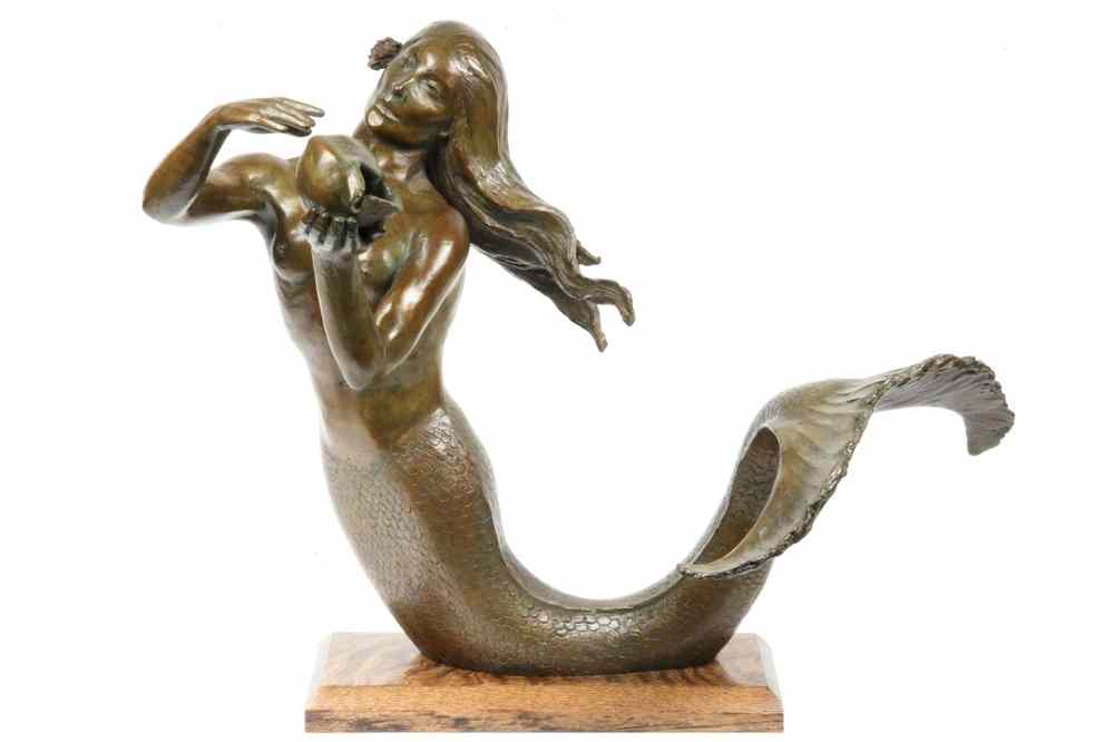 Appraisal: BRONZE SCULPTURE - 'Mermaid I' by Jud Hartmann Blue Hill