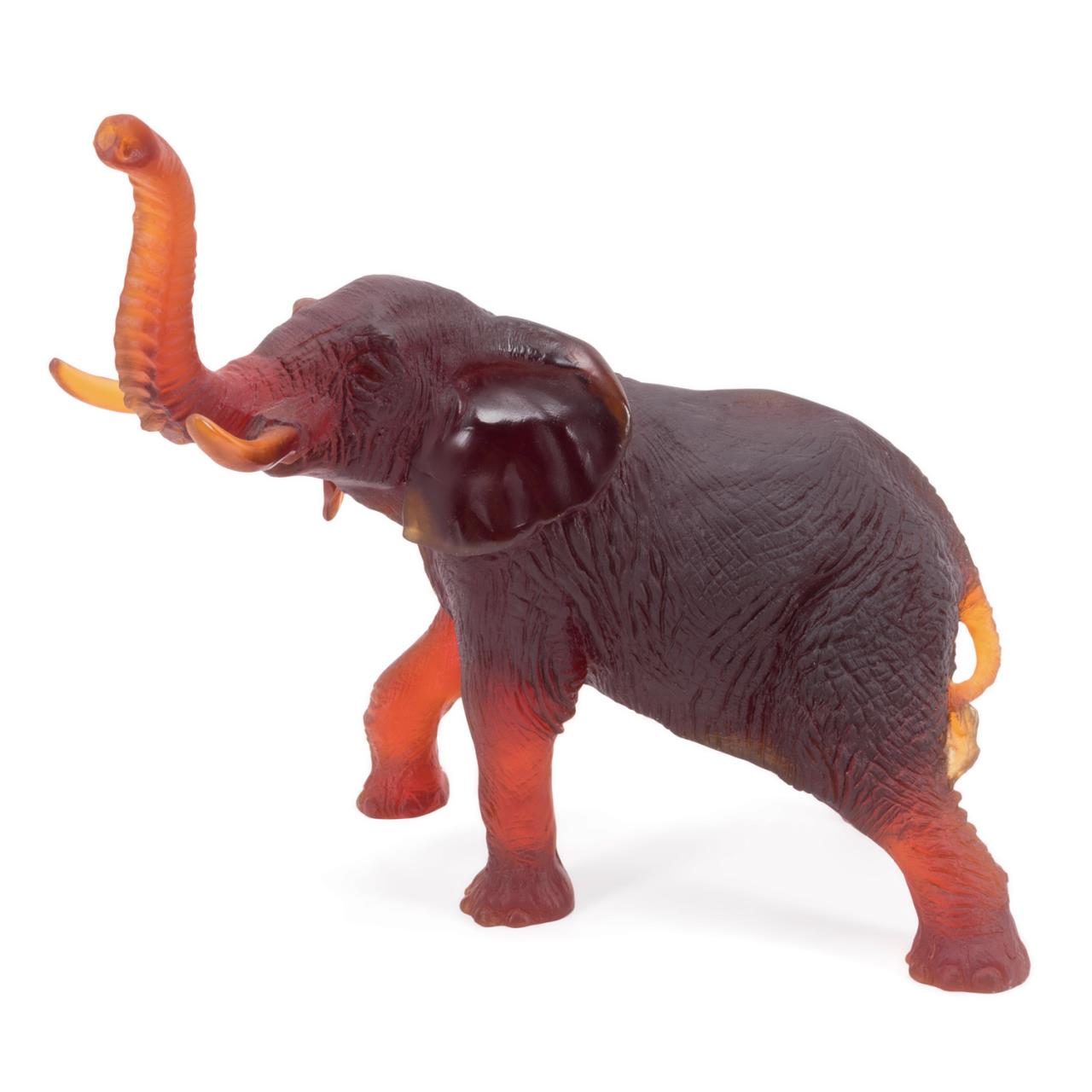 Appraisal: LEROY FOR DAUM AMBER PATE DE VERRE ELEPHANT Jean-Fran ois