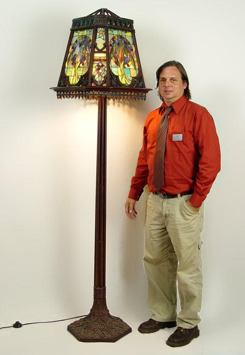 Appraisal: CONTEMPORARY LEADED GLASS PARROT FLOOR LAMP Shade featuring bird and