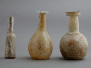 Appraisal: Group of Three Glass Bottles two Roman glass st Group