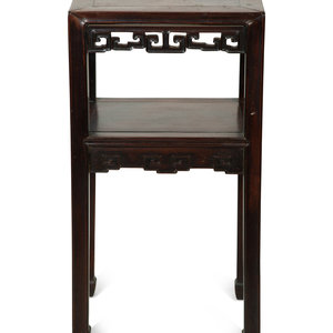 Appraisal: A Chinese Carved Hardwood Two-Tier Table Late th Early th