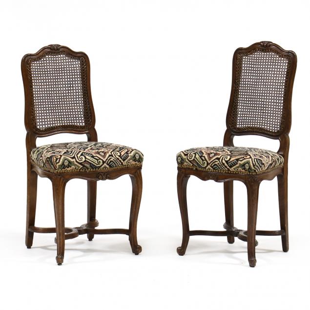 Appraisal: PAIR OF ANTIQUE FRENCH CARVED OAK CANE BACK SIDE CHAIRS