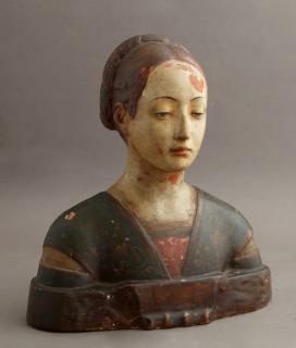 Appraisal: Polychromed Terracotta Bust th c perhaps of D Polychromed Terracotta