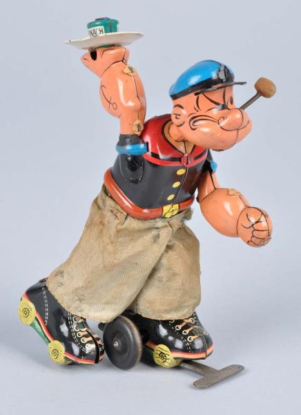 Appraisal: Linemar Tin Litho Wind-Up Popeye Roller Skater Original pants are