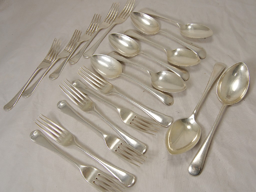 Appraisal: Part service of silver Old English flatware including six table