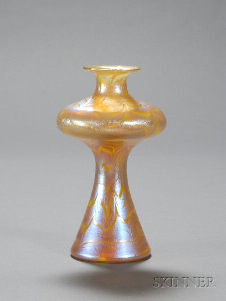 Appraisal: Loetz Vase Iridescent glass Austria early th century Flared lip