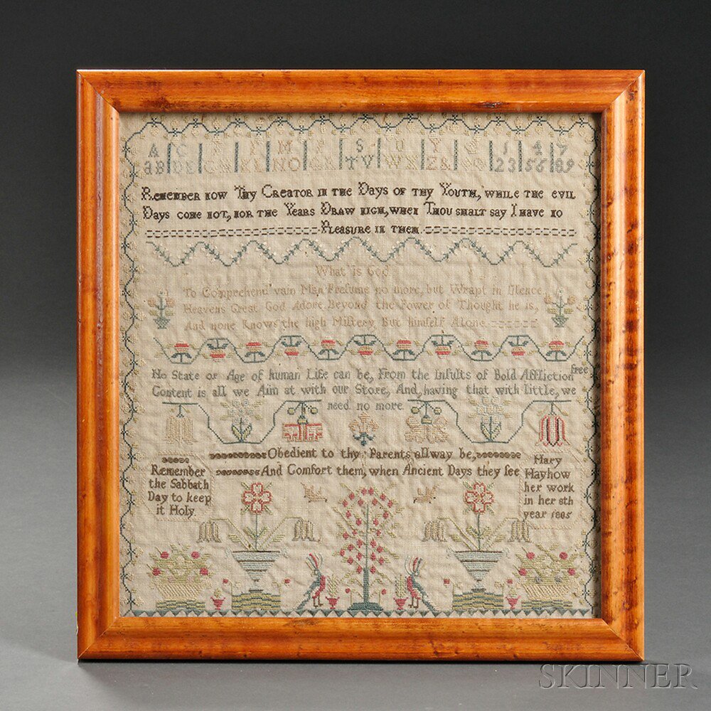 Appraisal: Needlework Sampler England c Mary Mayhow her work in her