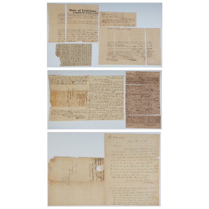 Appraisal: Group of Eight Louisiana Documents th c including a title