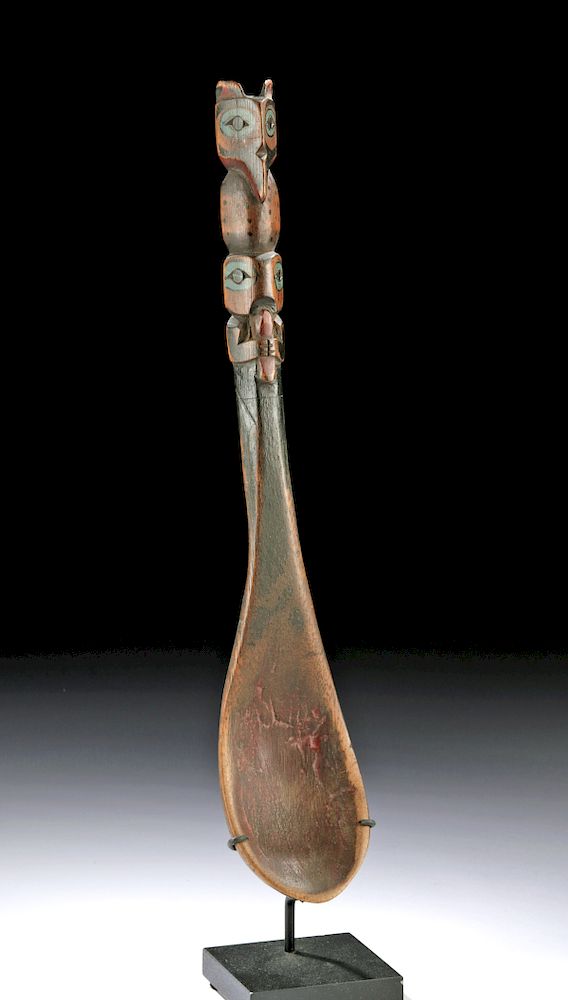 Appraisal: Late th C Northwest Coast Haida Wooden Spoon Native American